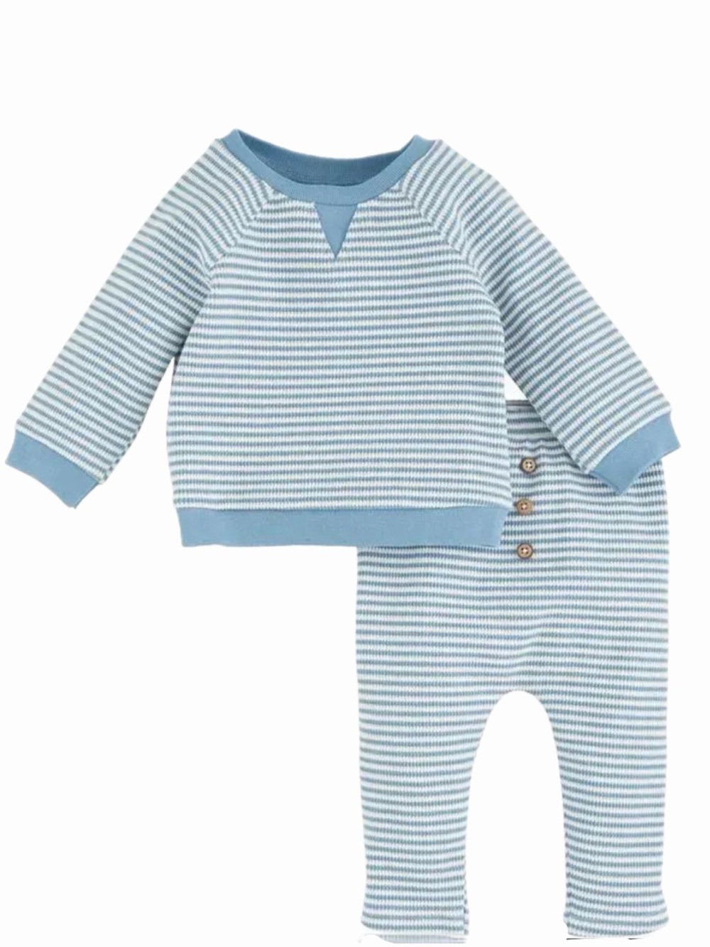 Mud Pie Unisex Blue & White Striped Kids Set - Size 3-6 months